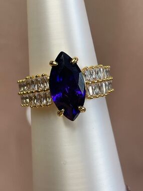 Bomb Party "Wandering Silver Skies" RG84193 Purple Topaz on Gold Size 9